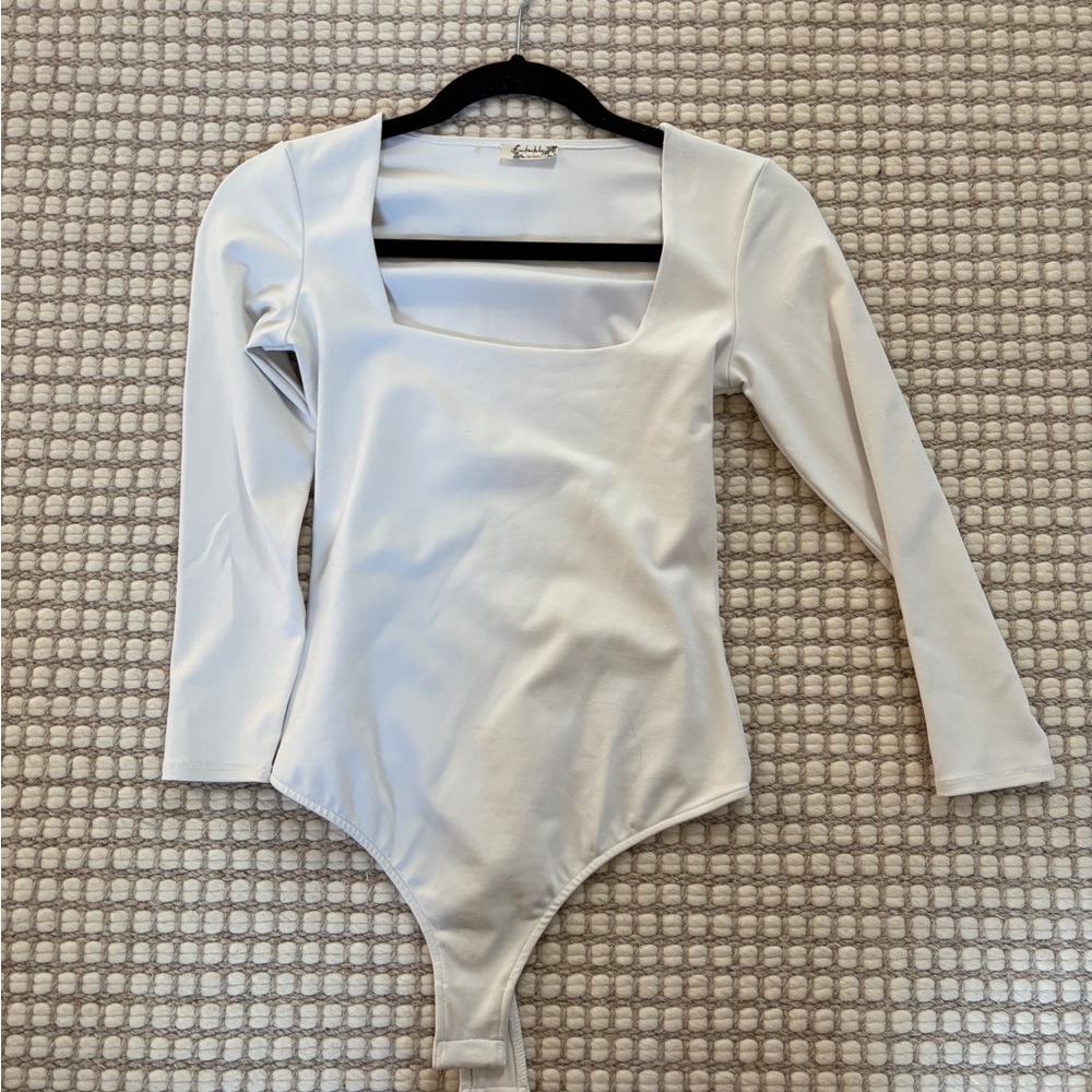 Free People White Long Sleeve Bodysuit
